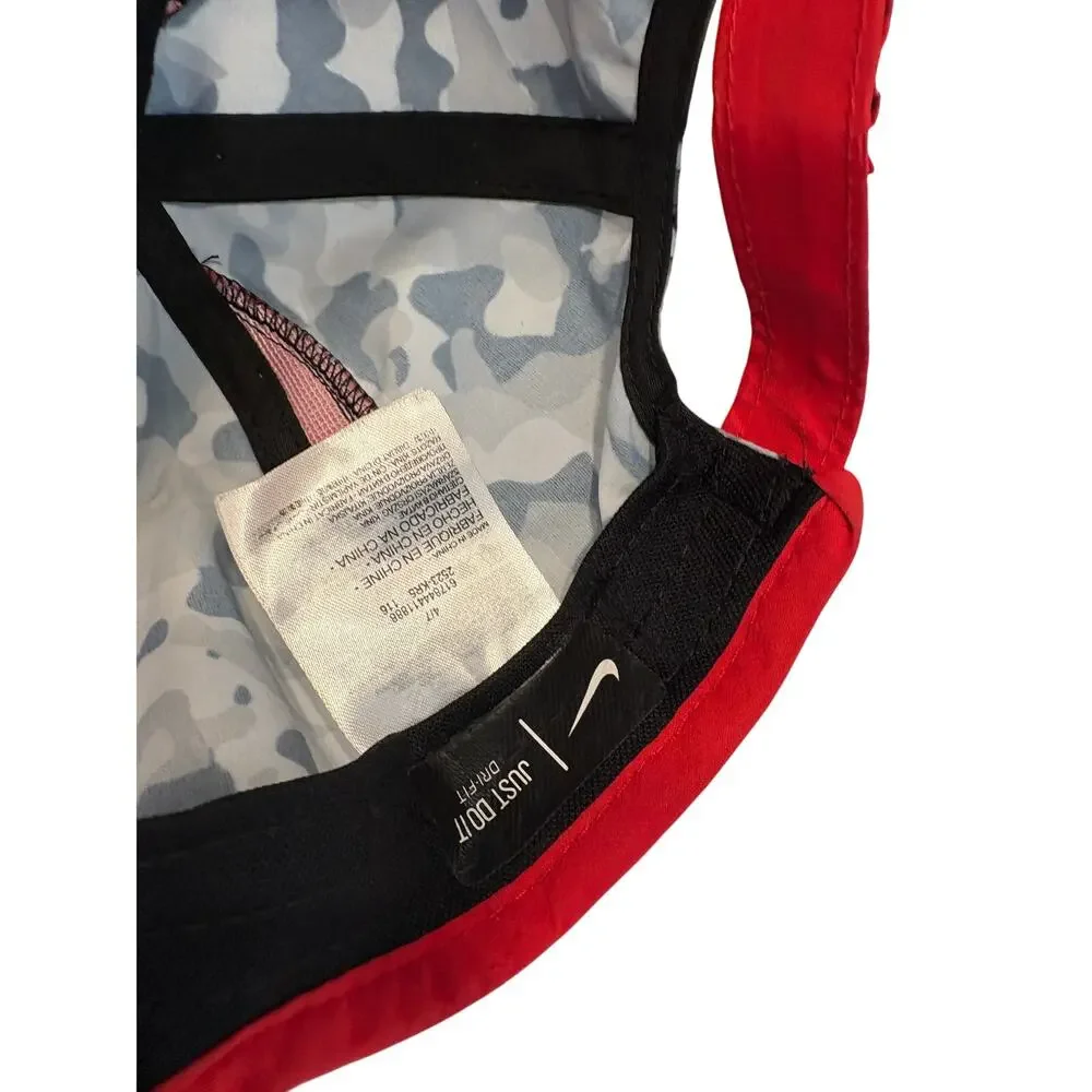 Nike Dri-Fit Hat Boys Gray Black Red Camo Running Swoosh Lightweight Kids Cap - Picture 9 of 13